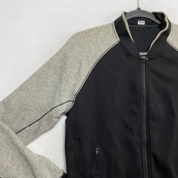 Lululemon Var-City Bomber Jacket Womens 6Black Gray Baseball Stitching Neoprene - Picture 5 of 15